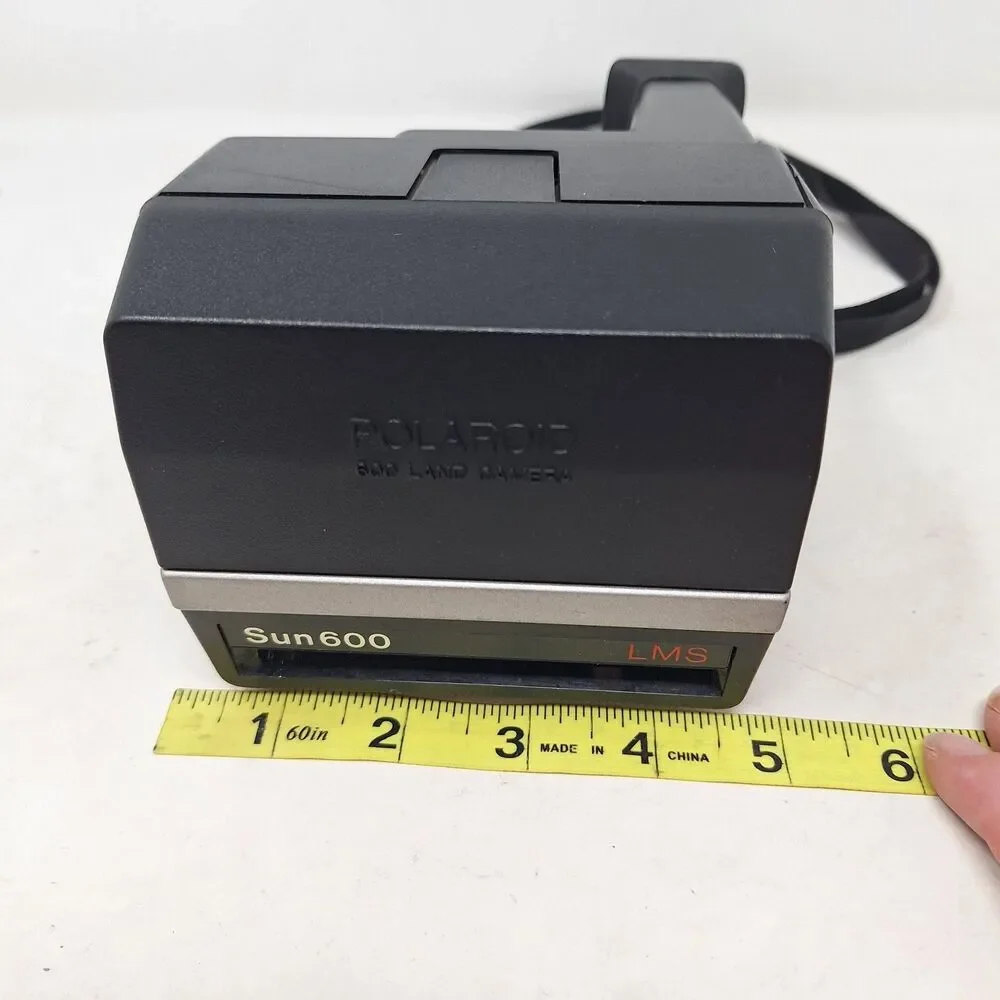 Polaroid Sun 600 Vintage Instant Film Camera Silver Black AutoFocus With Strap